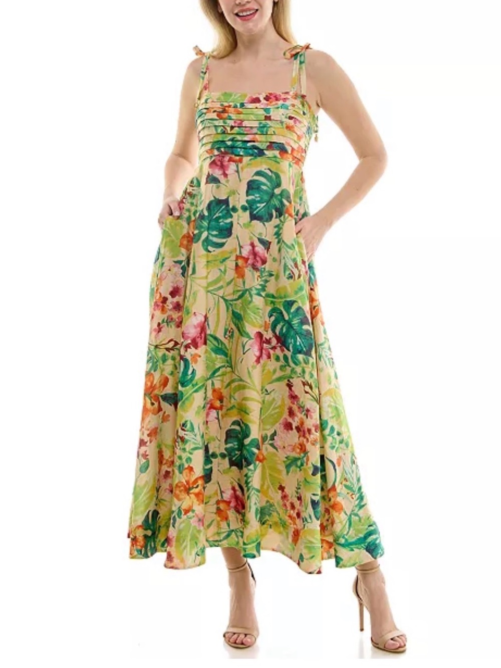 Taylor Tropical Floral Maxi Dress - Yellow, Green, Pink